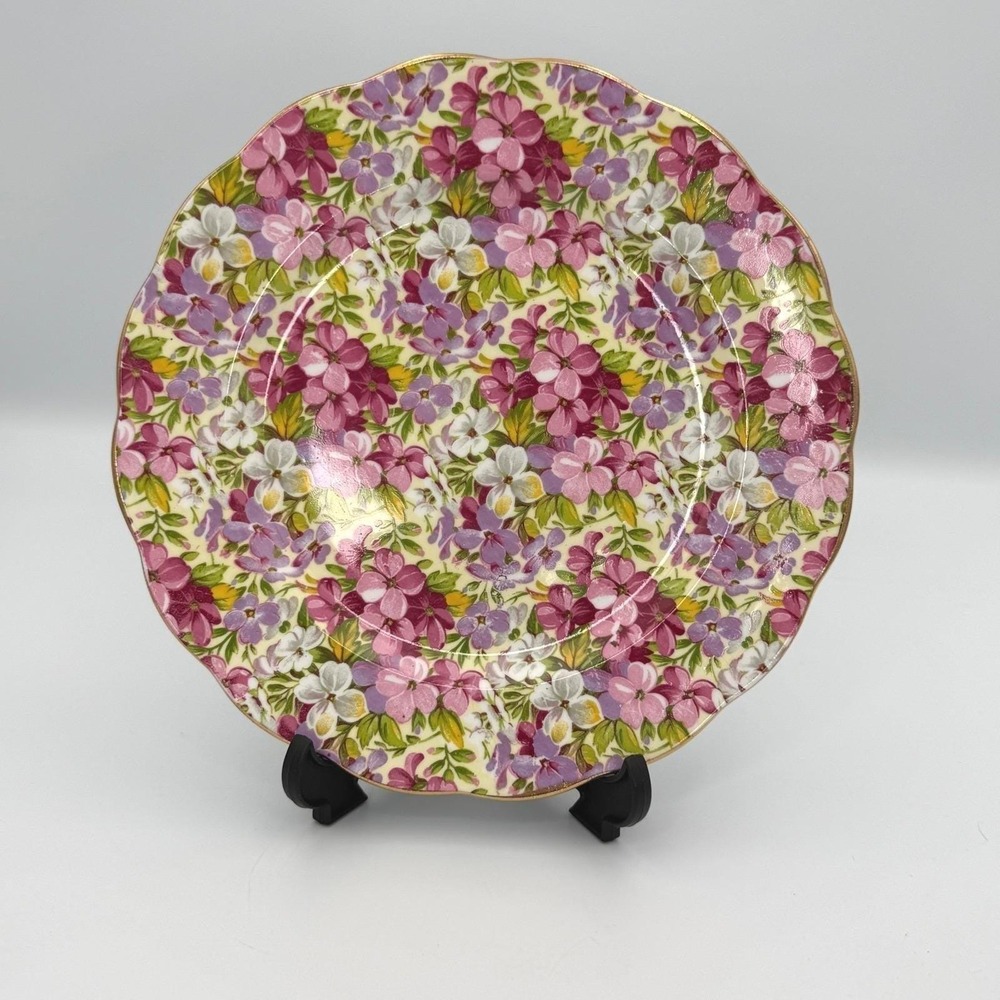 Royal Standard Virginia Stock Chintz Floral Salad Plates Set 6 Bone China UK